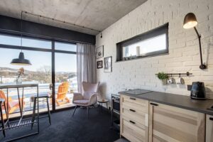 widok z apartamentu zimą